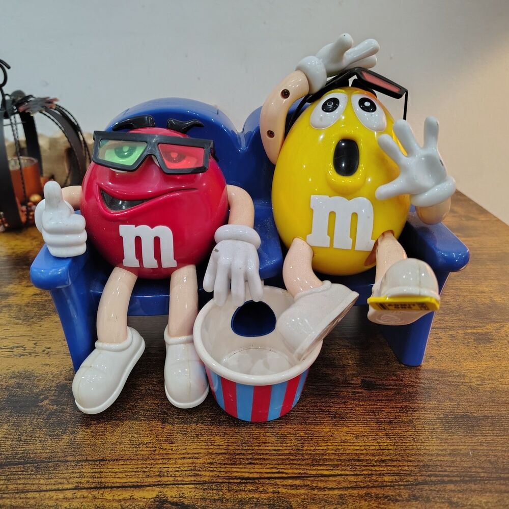 Vintage MM M&Ms  3D Movie Theater Collectible Candy Nut Dispenser Red & Yellow